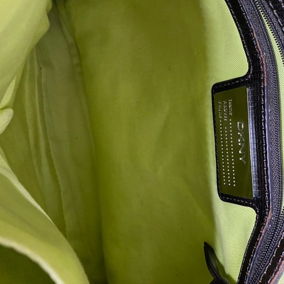 DKNY Brown Tan All Over Logo Fabric Hobo Bag - Picture 10 of 12